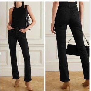 MOTHER the rider ankle straight jeans in not guilty black wash.
